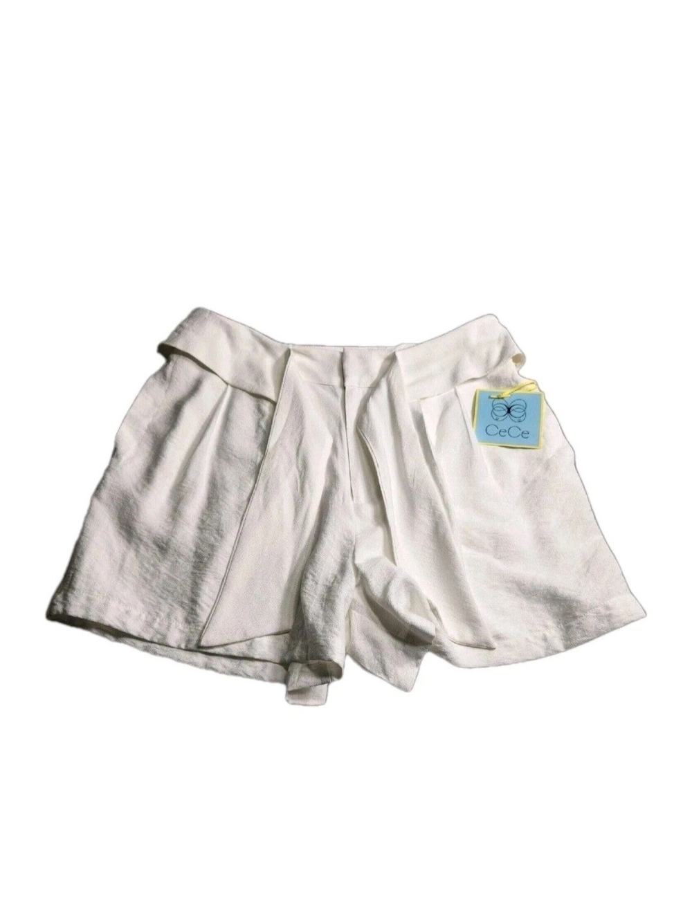 CeCe Women's Shorts Size 14  Paperbag Tie-Front White Casual  Shorts NWT 34